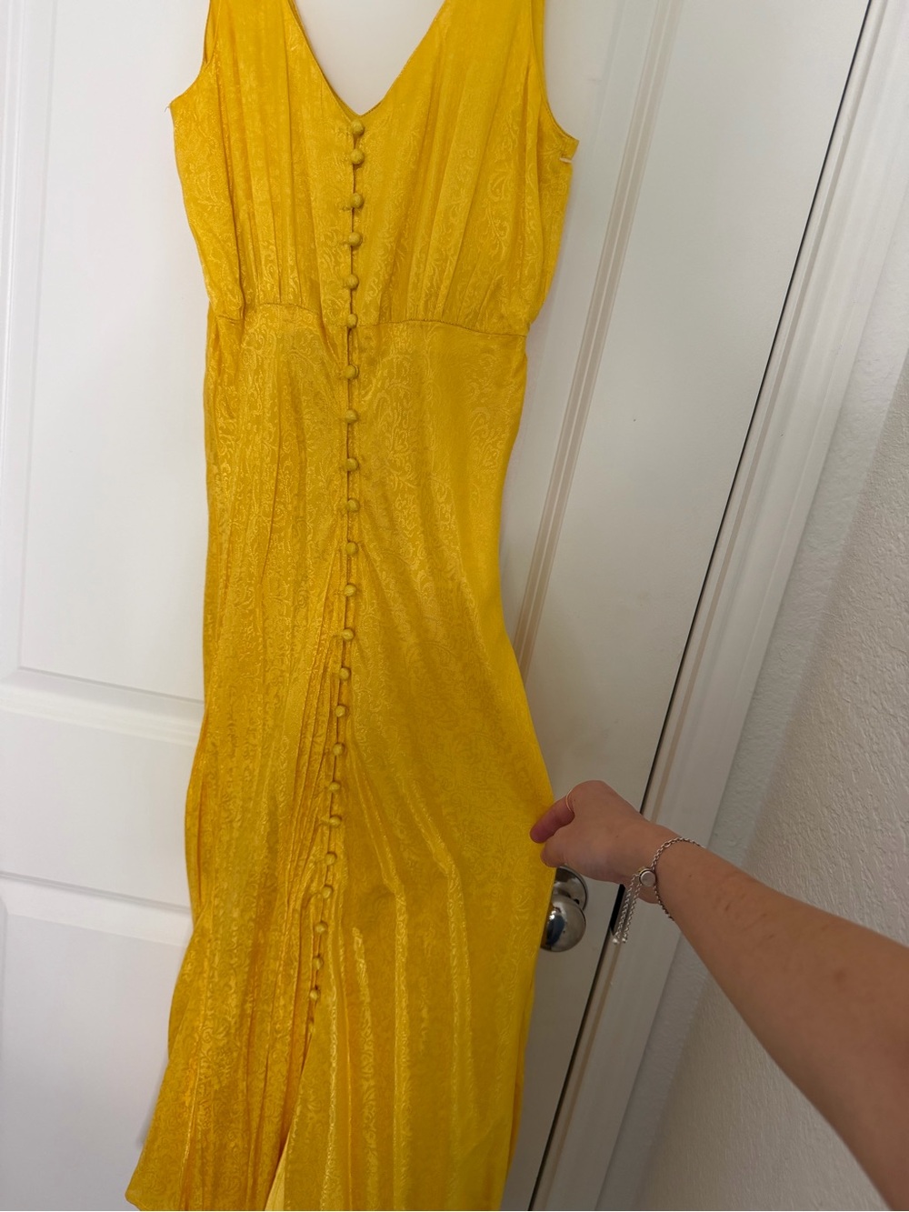 Caterpillar Bright Yellow Button-Front Maxi Dress